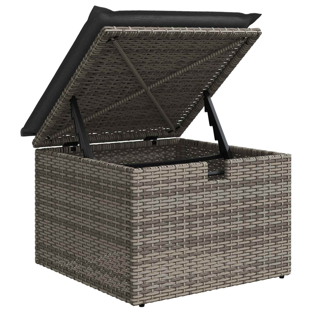 Sofa Set mit Kissen mit Speicher Grau Poly-Rattan