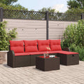 Sofa Set mit Kissen mit Speicher Braun und Rot Poly-Rattan