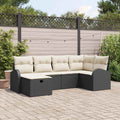 Sofa Set mit Kissen mit Speicher Schwarz und Creme Poly-Rattan