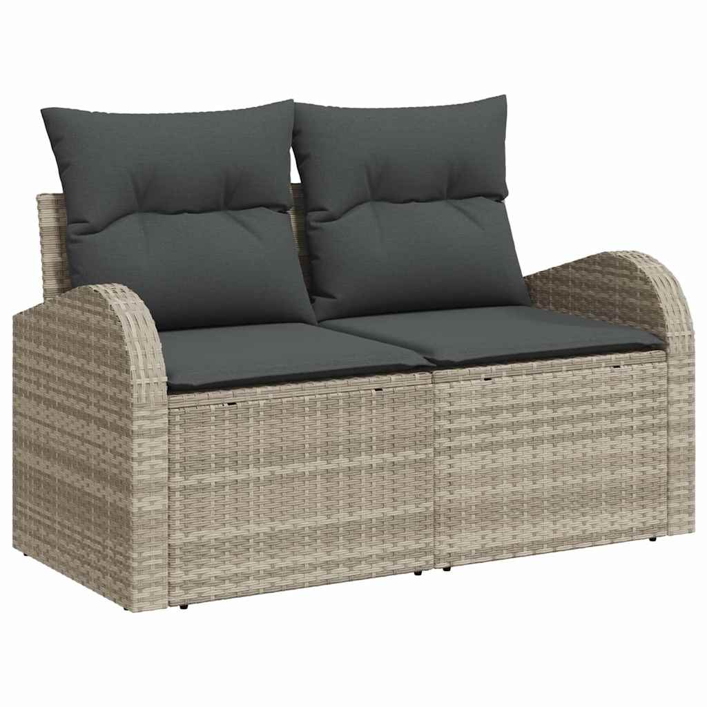 Sofa Set mit Kissen mit Speicher 7 pcs Hellgrau Poly-Rattan