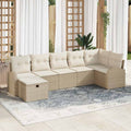 Sofa Set mit Kissen mit Speicher Beige und Creme Poly-Rattan