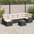 Sofa Set mit Kissen mit Speicher Schwarz und Creme Poly-Rattan