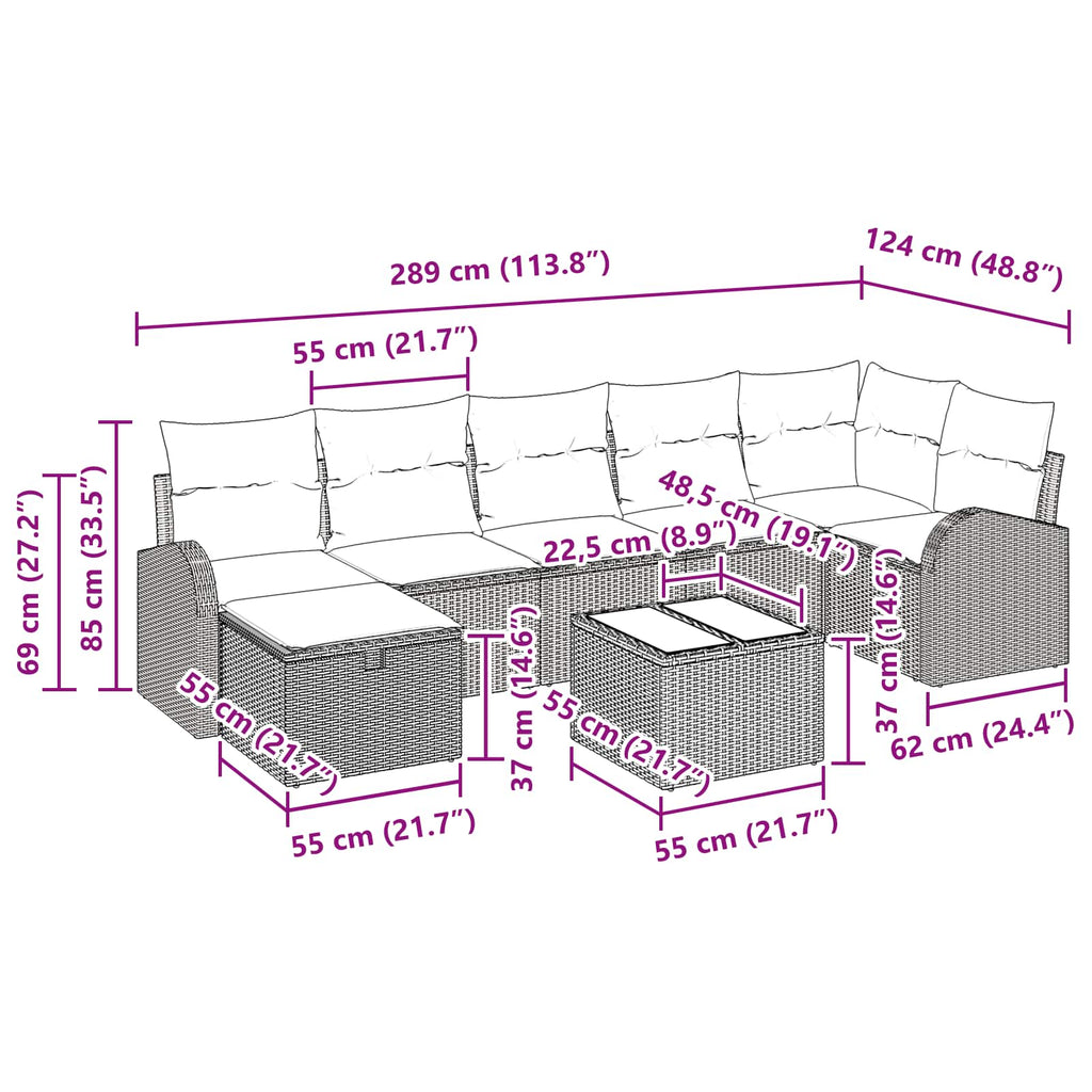 Sofa Set mit Kissen mit Speicher Beige und Creme Poly-Rattan