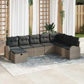 Sofa Set mit Kissen mit Speicher Grau Poly-Rattan