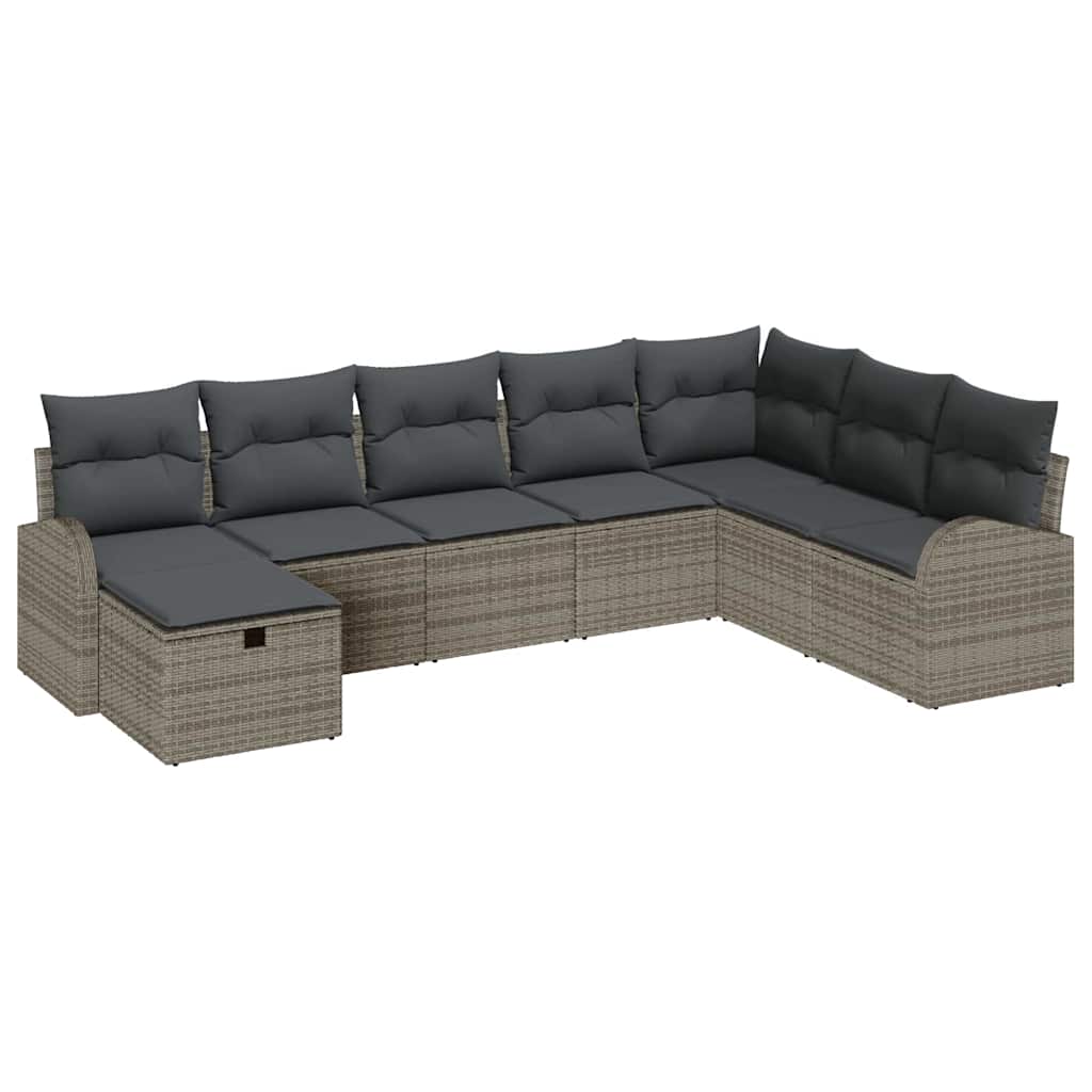 Sofa Set mit Kissen mit Speicher Grau Poly-Rattan