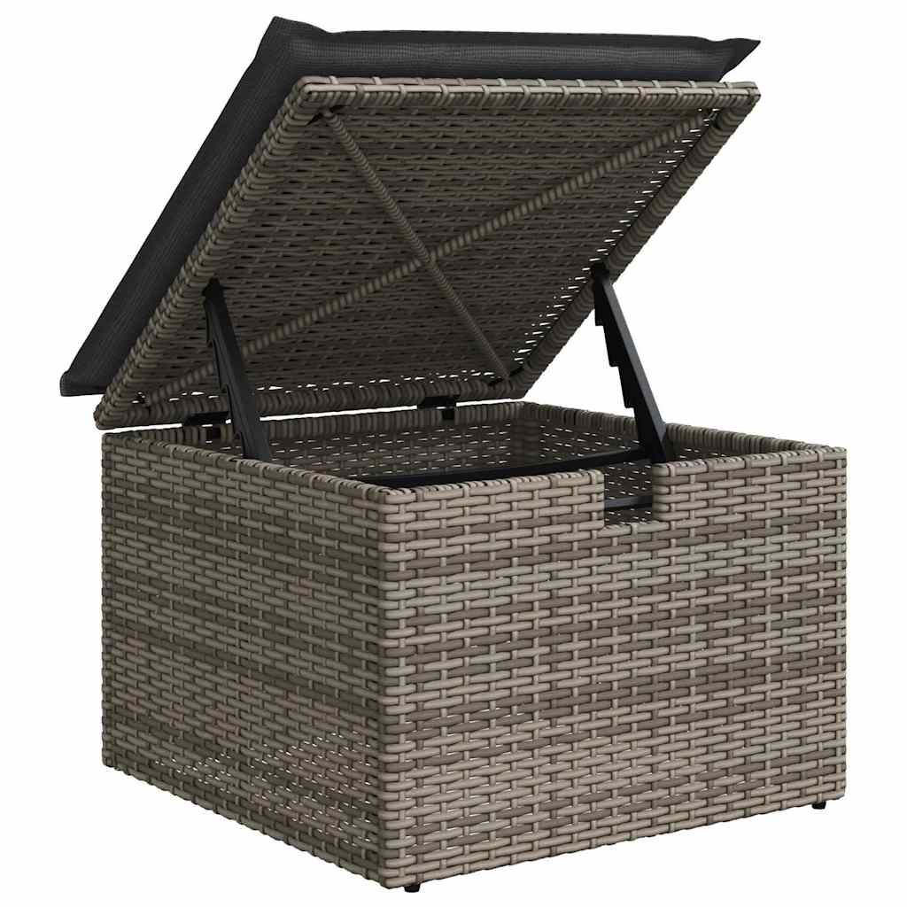 Sofa Set mit Kissen mit Speicher 9 pcs Grau Poly-Rattan