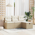 Sofa Set mit Kissen 4 pcs Beige und Creme Poly-Rattan