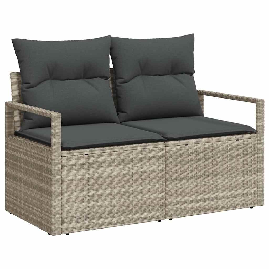 Sofa Set mit Kissen mit Speicher 4 pcs Hellgrau Poly-Rattan