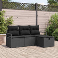 Sofa Set mit Kissen mit Speicher 4 pcs Schwarz Poly-Rattan