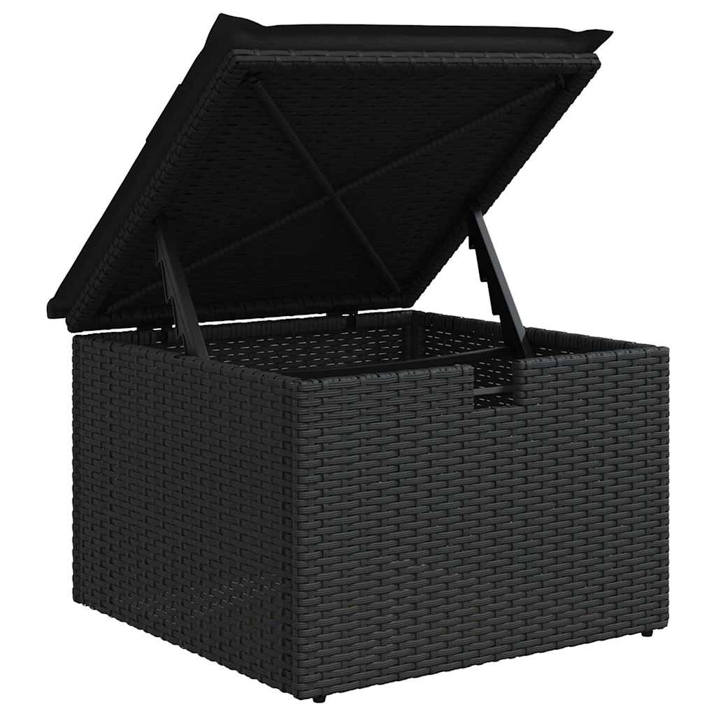 Sofa Set mit Kissen mit Speicher 4 pcs Schwarz Poly-Rattan