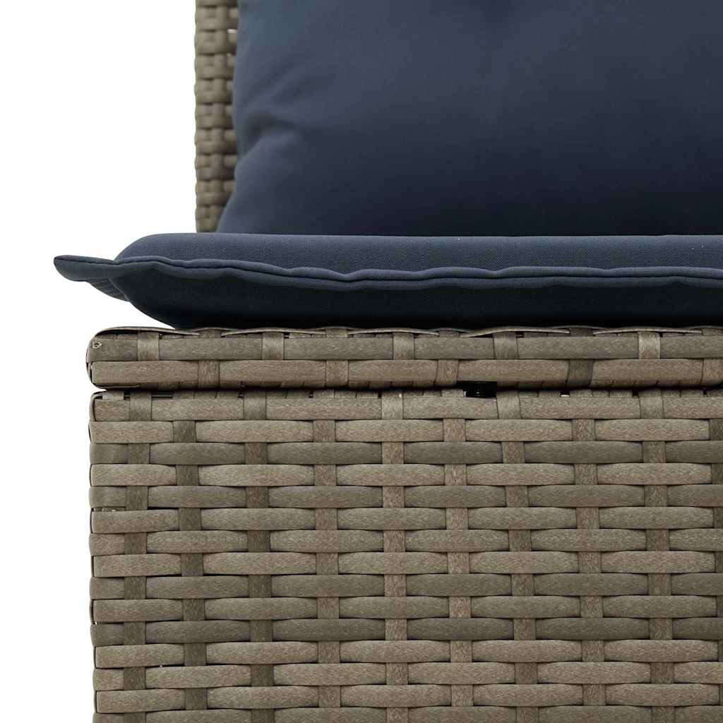 Sofa Set mit Kissen 5 pcs Grau und Marineblau Poly-Rattan