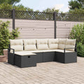 Sofa Set mit Kissen mit Speicher Schwarz und Creme Poly-Rattan