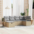 Sofa Set mit Kissen 6 pcs Beige und Hellgrau Poly-Rattan