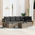 Sofa Set mit Kissen mit Speicher Grau Poly-Rattan