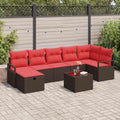 Sofa Set mit Kissen mit Speicher Braun und Rot Poly-Rattan