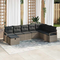Sofa Set mit Kissen mit Speicher 8 pcs Grau Poly-Rattan