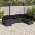 Sofa Set mit Kissen mit Speicher 8 pcs Schwarz Poly-Rattan
