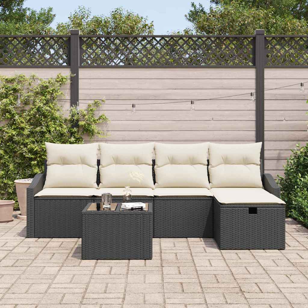 Sofa Set mit Kissen 5 pcs Poly-Rattan