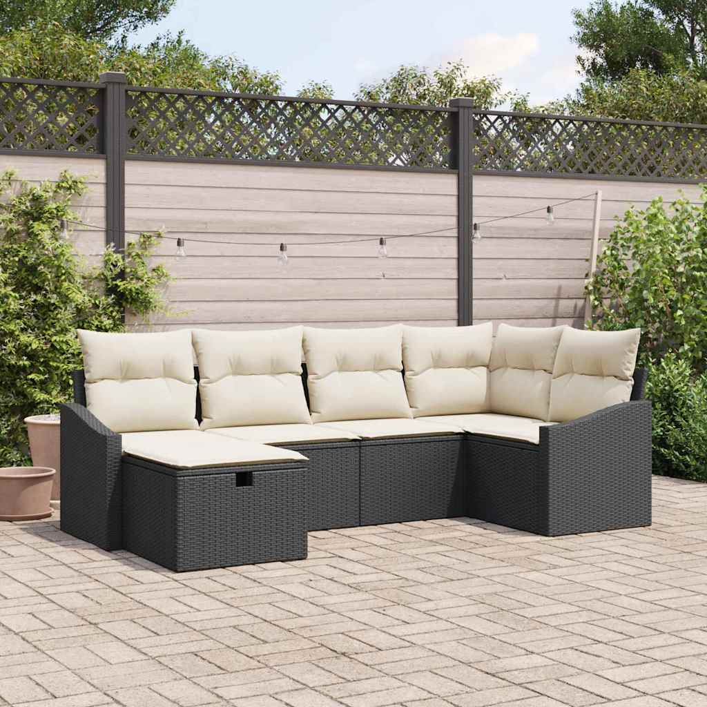 Sofa Set mit Kissen 7 pcs Poly-Rattan
