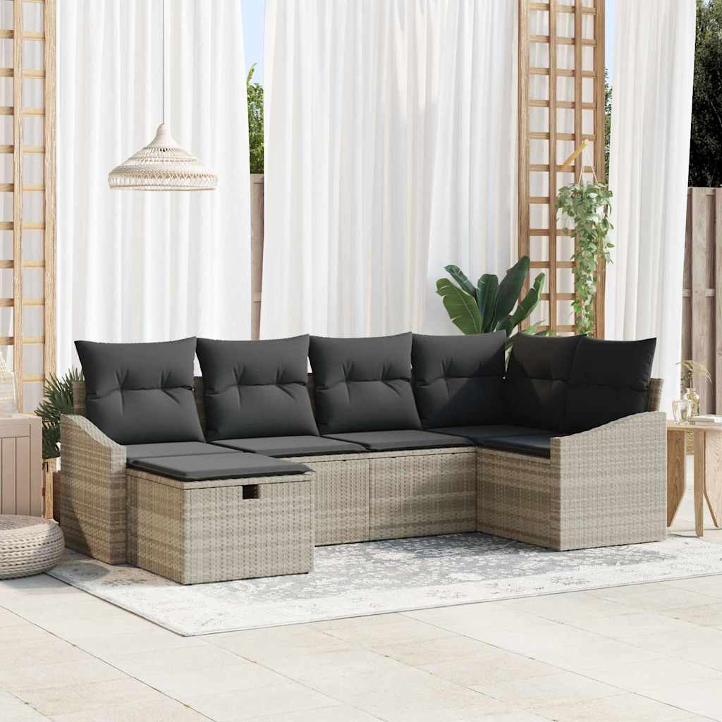 Sofa Set mit Kissen 6 pcs Poly-Rattan