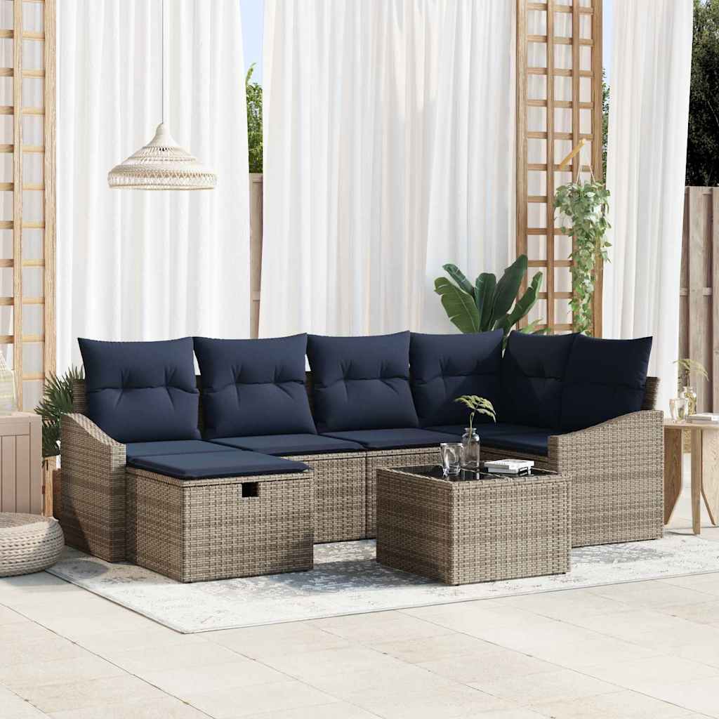Sofa Set mit Kissen 3 pcs Poly-Rattan