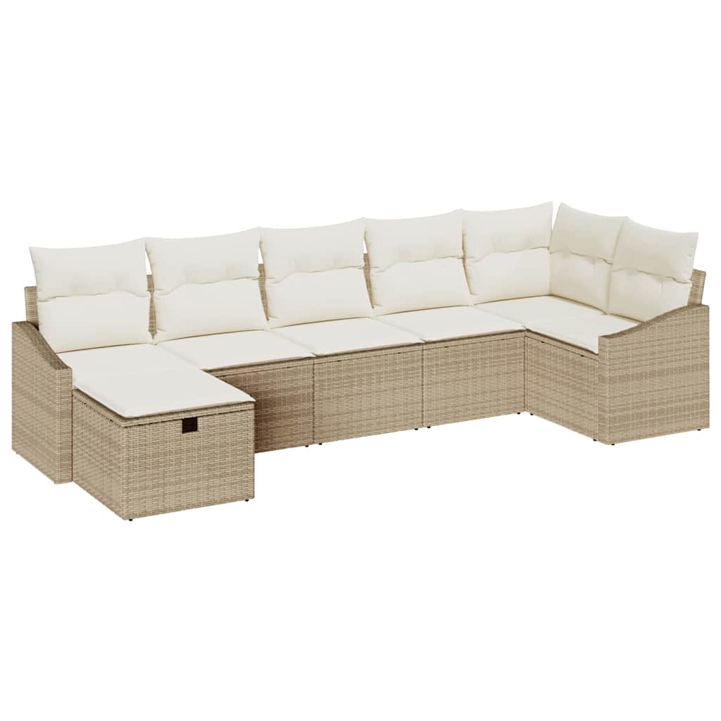 Sofa Set mit Kissen 7 pcs Poly-Rattan