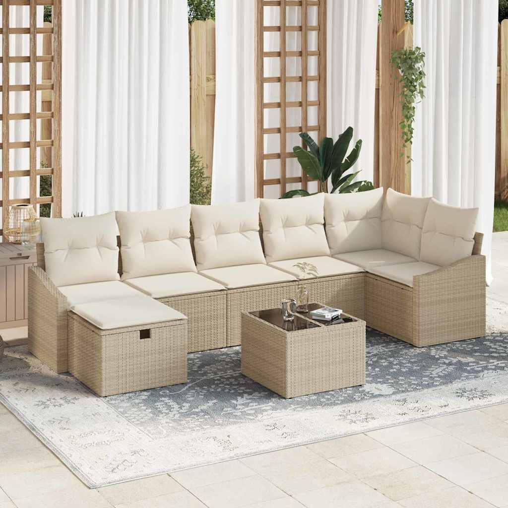 Sofa Set mit Kissen 7 pcs Poly-Rattan