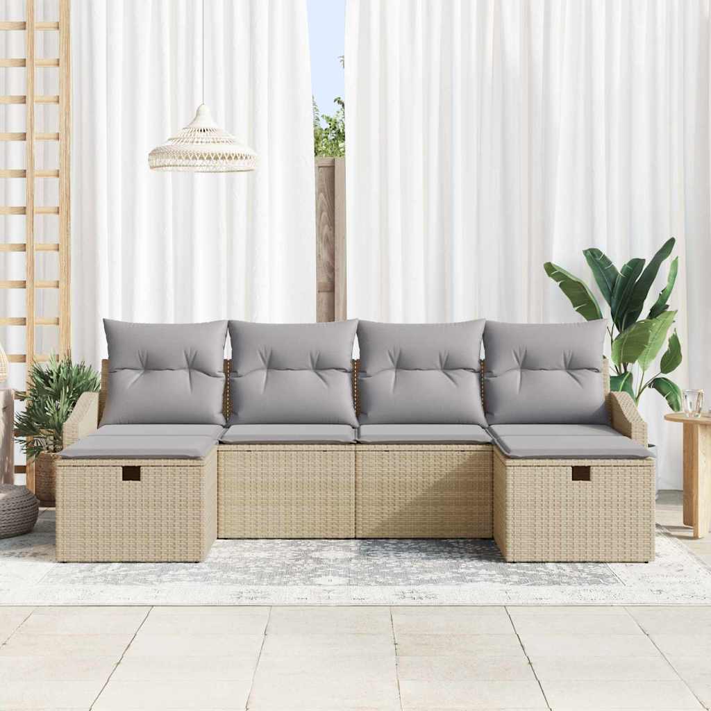 Sofa Set mit Kissen 6 pcs Poly-Rattan