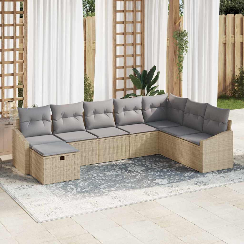 Sofa Set mit Kissen 9 pcs Poly-Rattan
