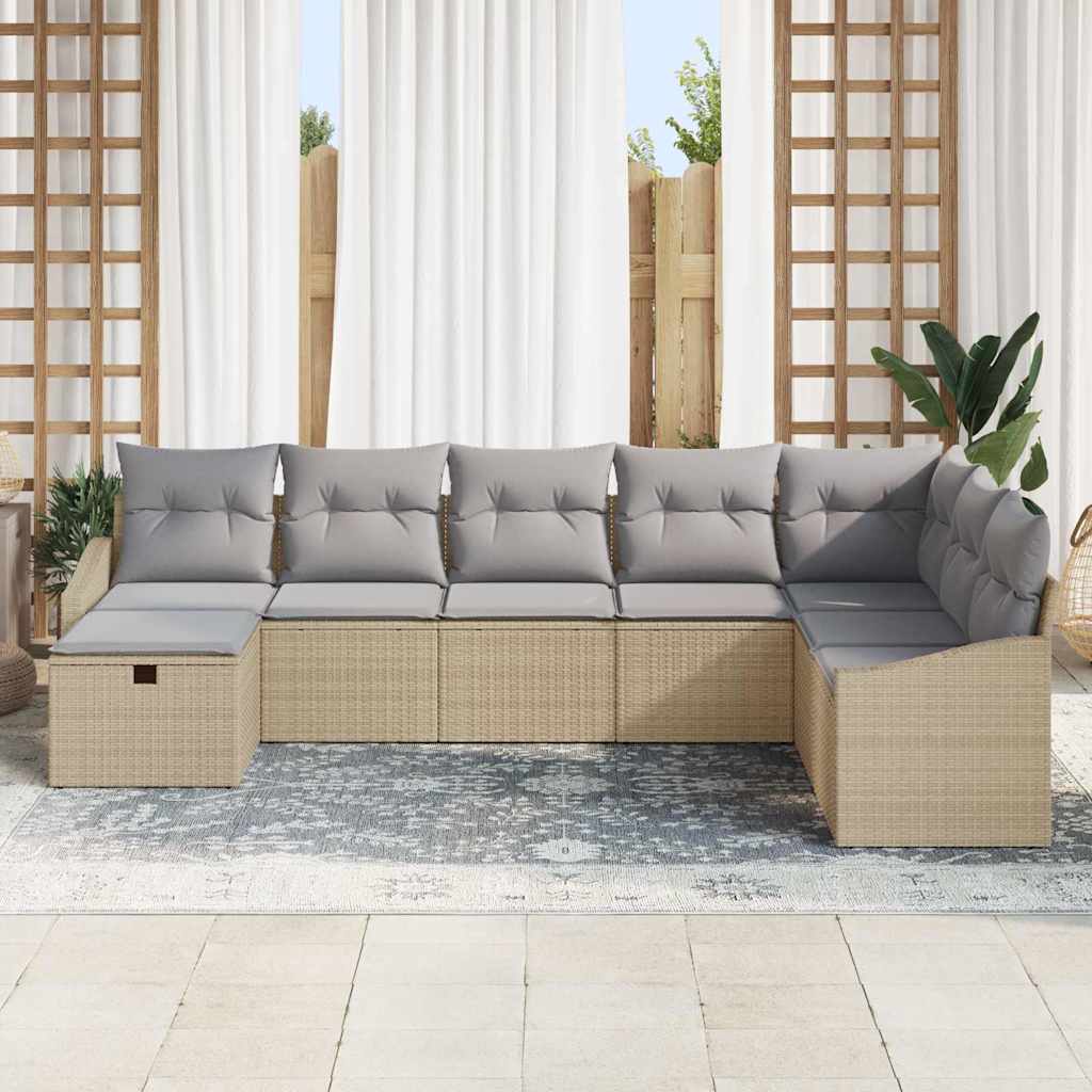 Sofa Set mit Kissen 9 pcs Poly-Rattan