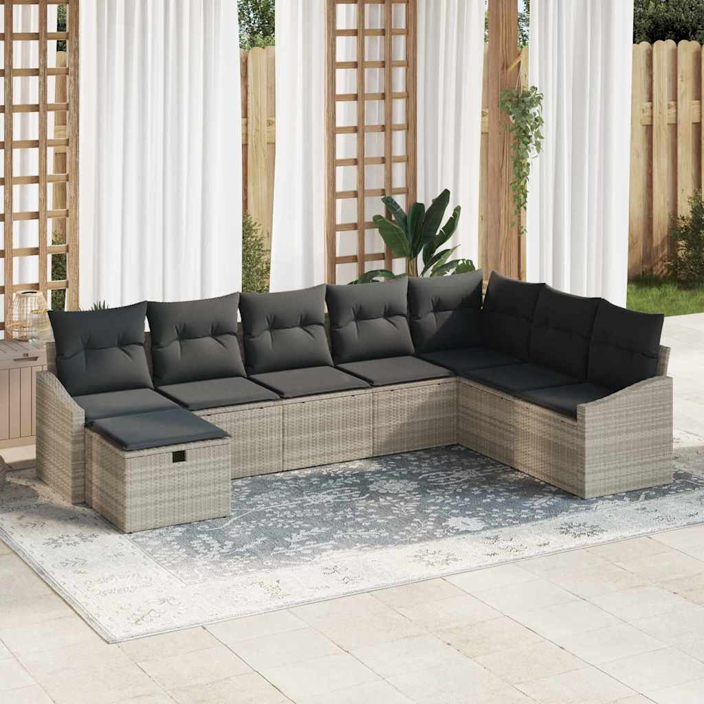 Sofa Set mit Kissen 9 pcs Poly-Rattan