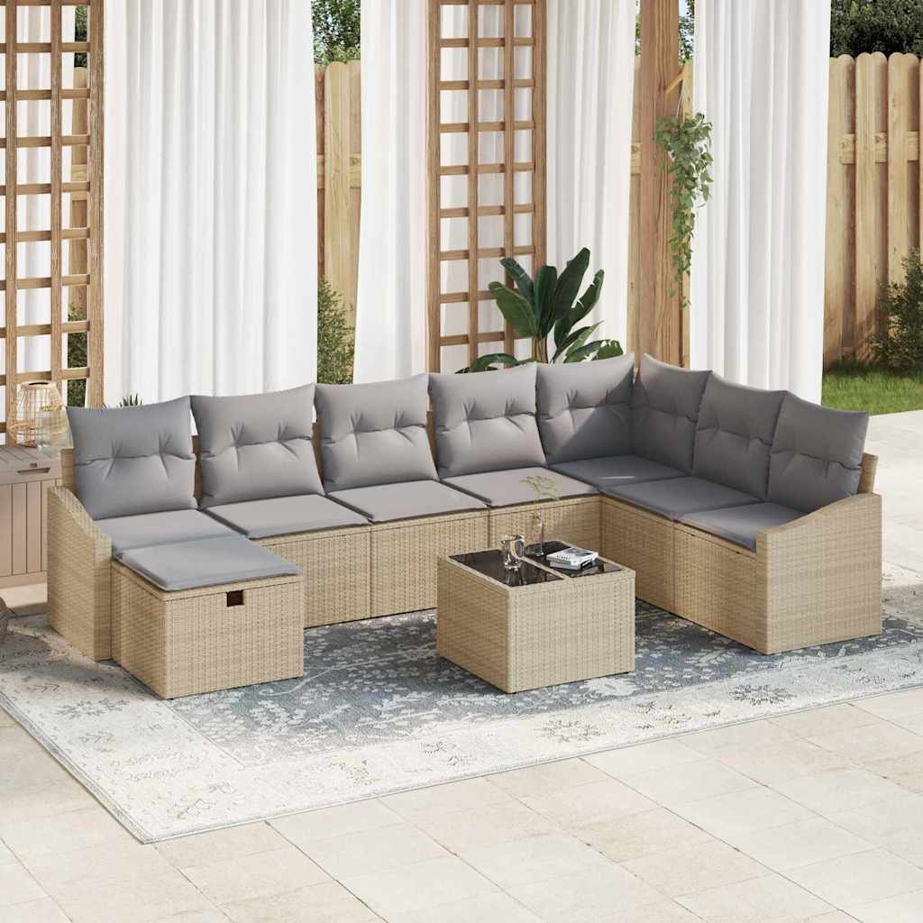 Sofa Set mit Kissen 8 pcs Poly-Rattan