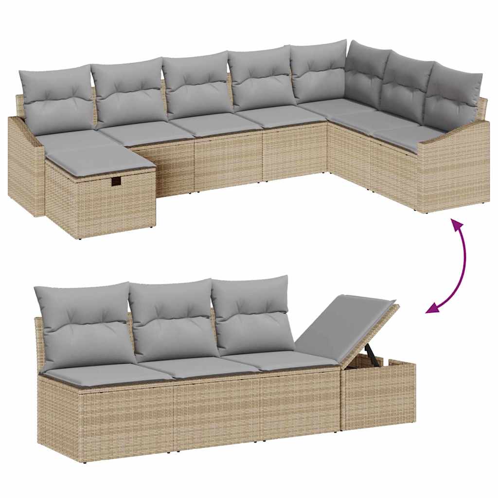 Sofa Set mit Kissen 8 pcs Poly-Rattan