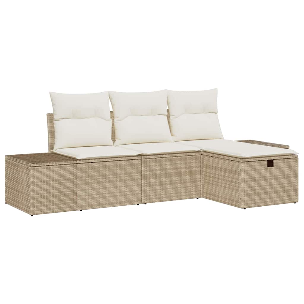 Sofa Set mit Kissen 4 pcs Poly-Rattan