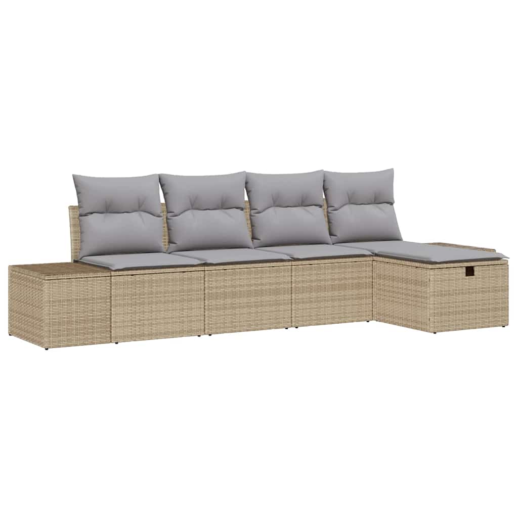 Sofa Set mit Kissen 5 pcs Poly-Rattan