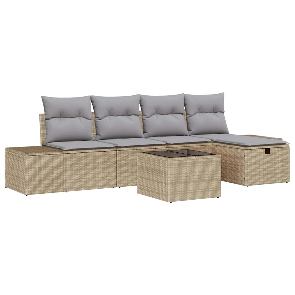Sofa Set mit Kissen 5 pcs Poly-Rattan