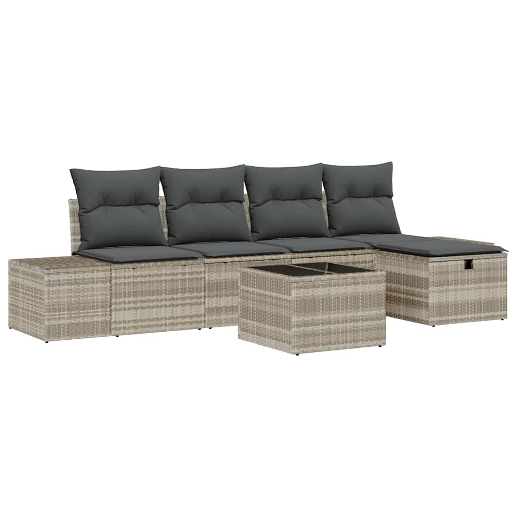 Sofa Set mit Kissen 6 pcs Poly-Rattan
