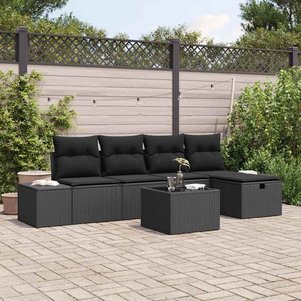 Sofa Set mit Kissen 5 pcs Poly-Rattan
