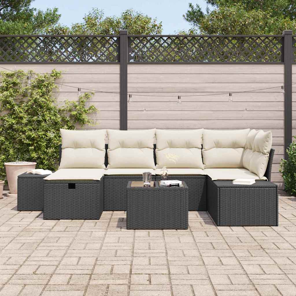 Sofa Set mit Kissen 7 pcs Poly-Rattan