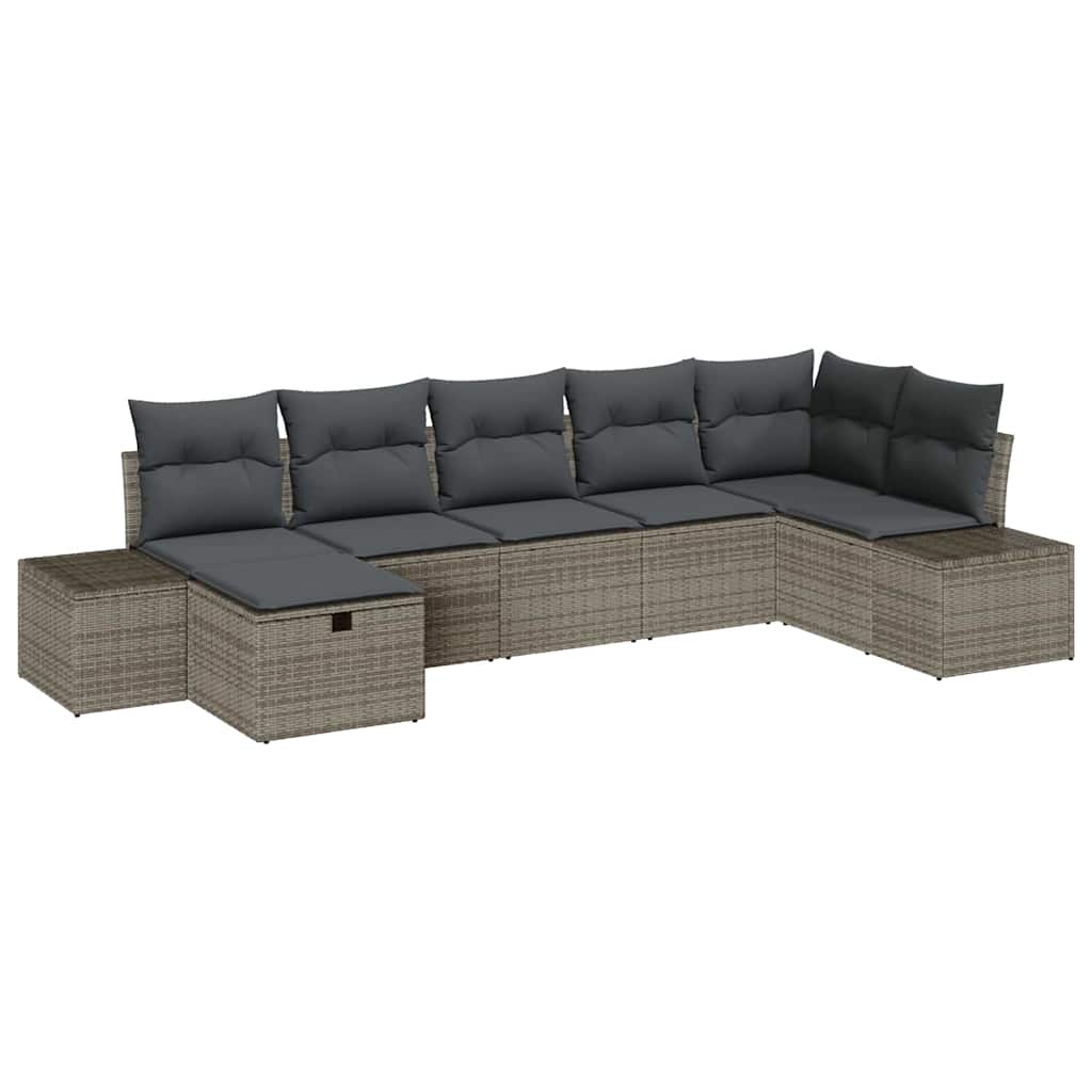 Sofa Set mit Kissen 7 pcs Poly-Rattan