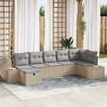 Sofa Set mit Kissen 7 pcs Poly-Rattan
