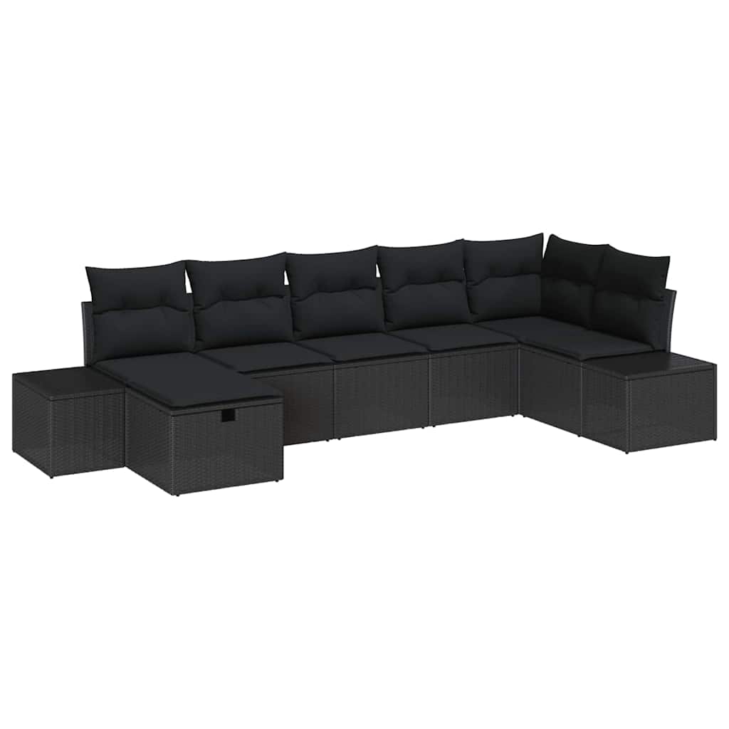 Sofa Set mit Kissen 7 pcs Poly-Rattan