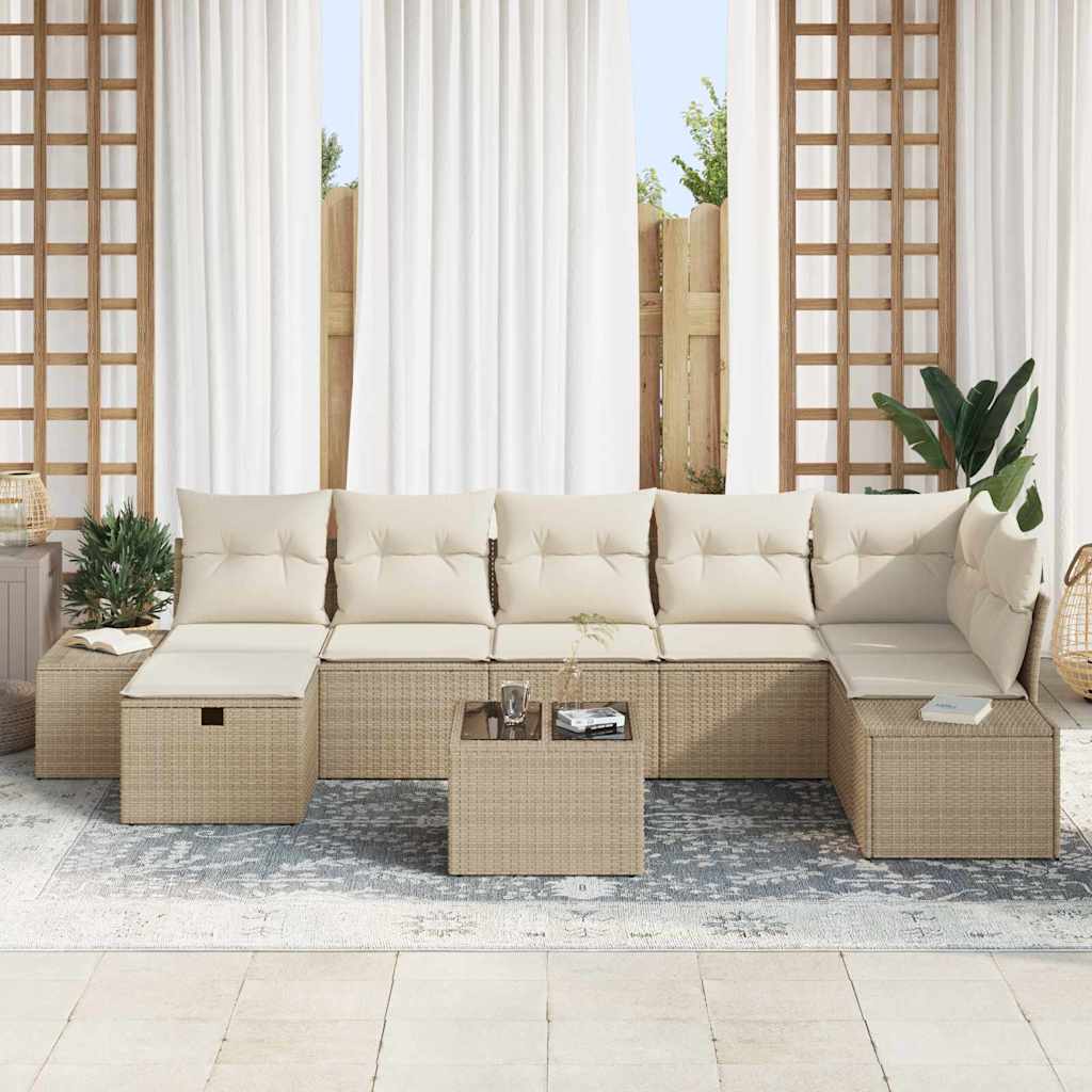 Sofa Set mit Kissen 8 pcs Poly-Rattan