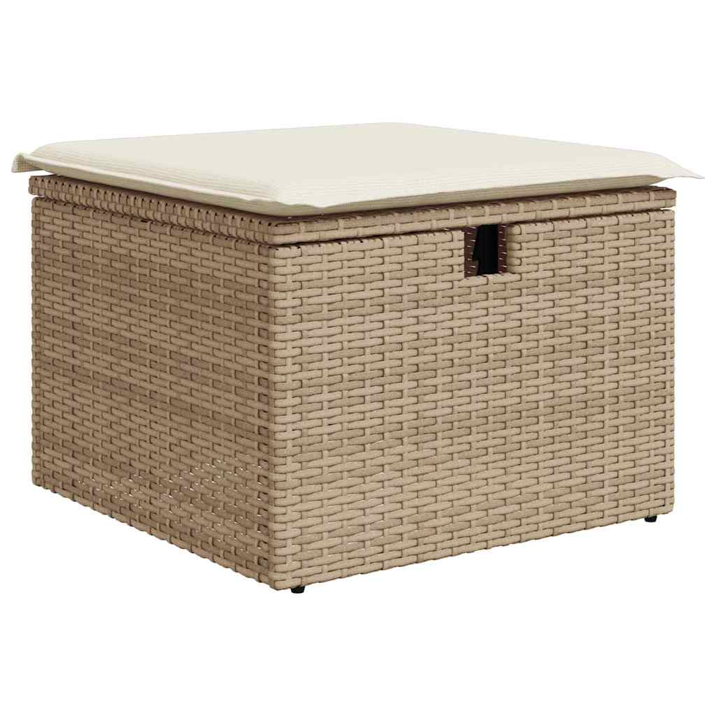 Gartensofa-set mit Kissen mit Speicher 6 pcs Beige Poly-Rattan