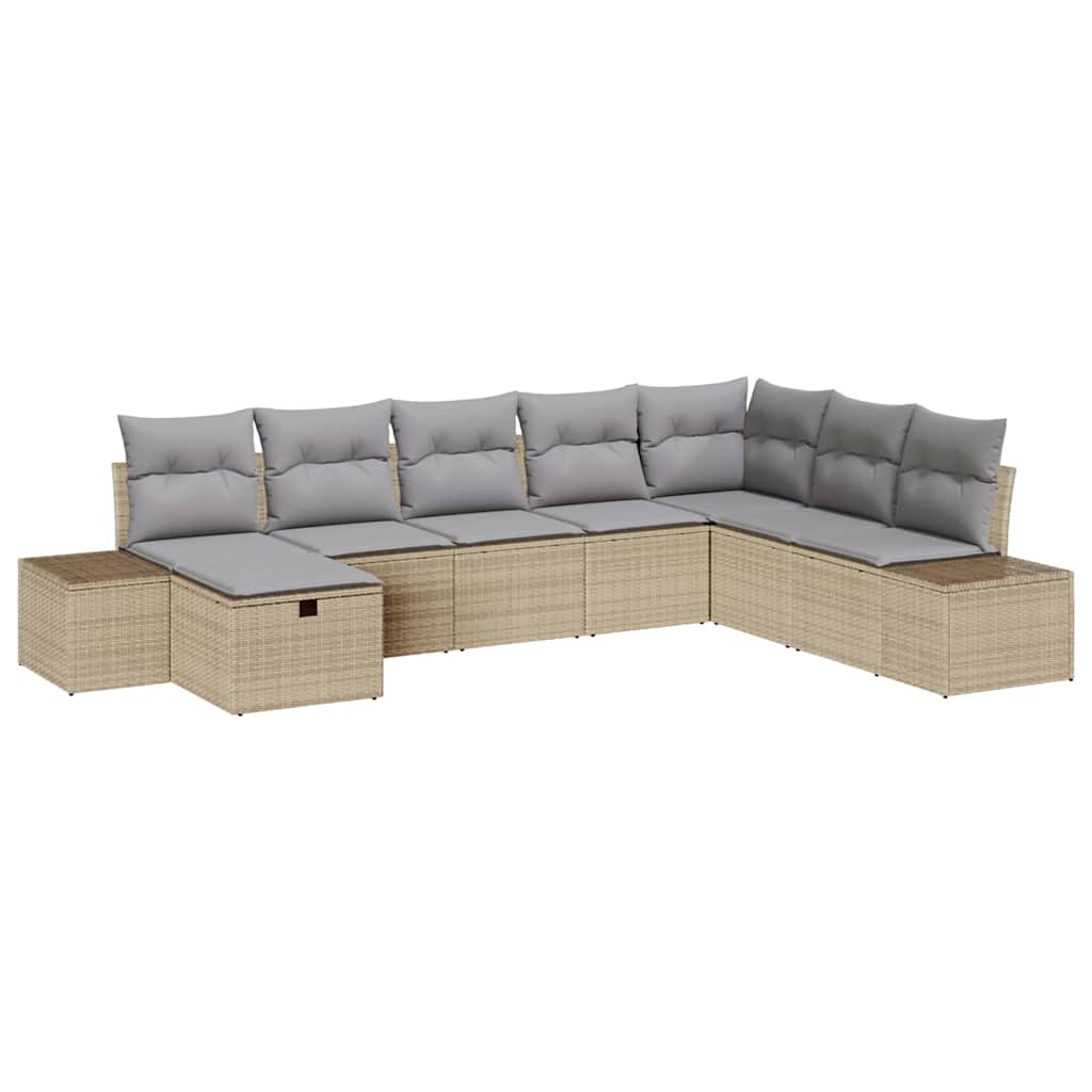 Garten-Sofa-Set 8 pcs Beige 55 x 62 x 69 cm Poly Rattan