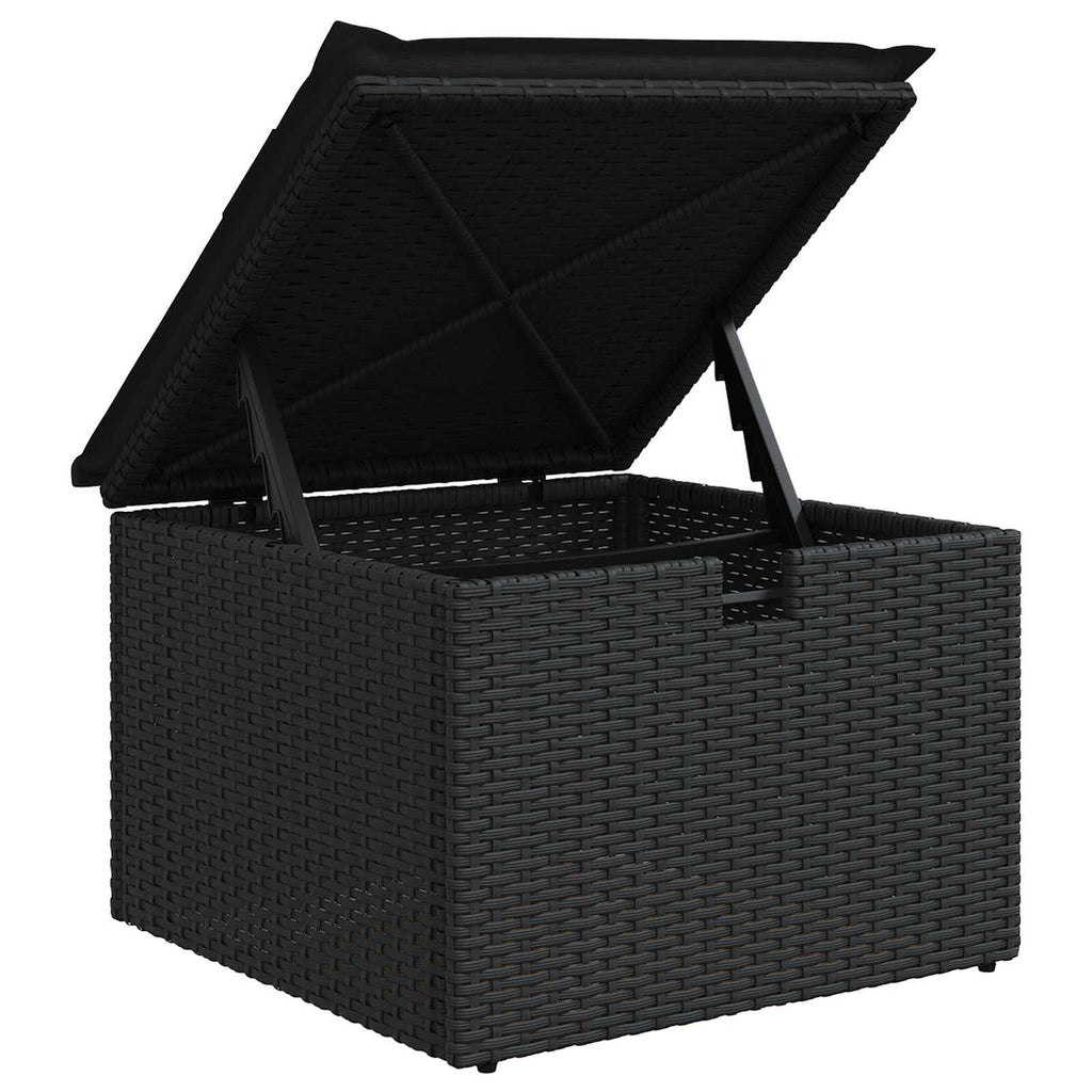 Garten-Sofa-Set mit Kissen 5 pcs Schwarz Poly Rattan