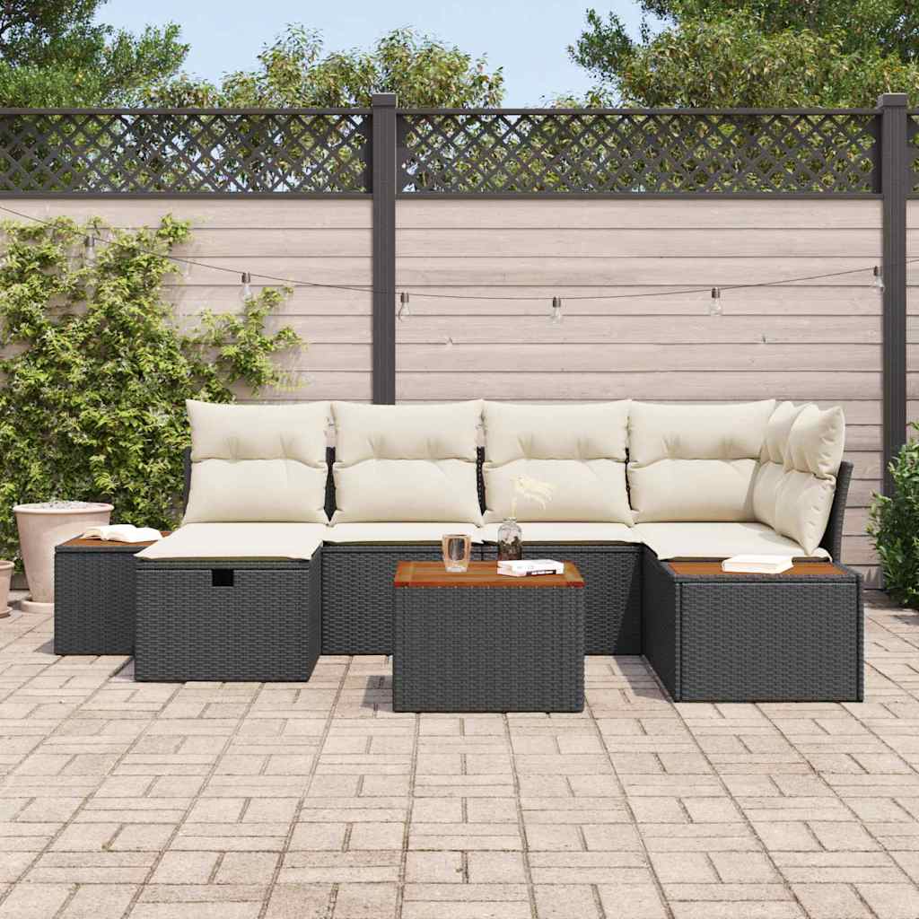 Garten-Sofa-Set 7 pcs Schwarz 55 x 62 x 69 cm Poly Rattan