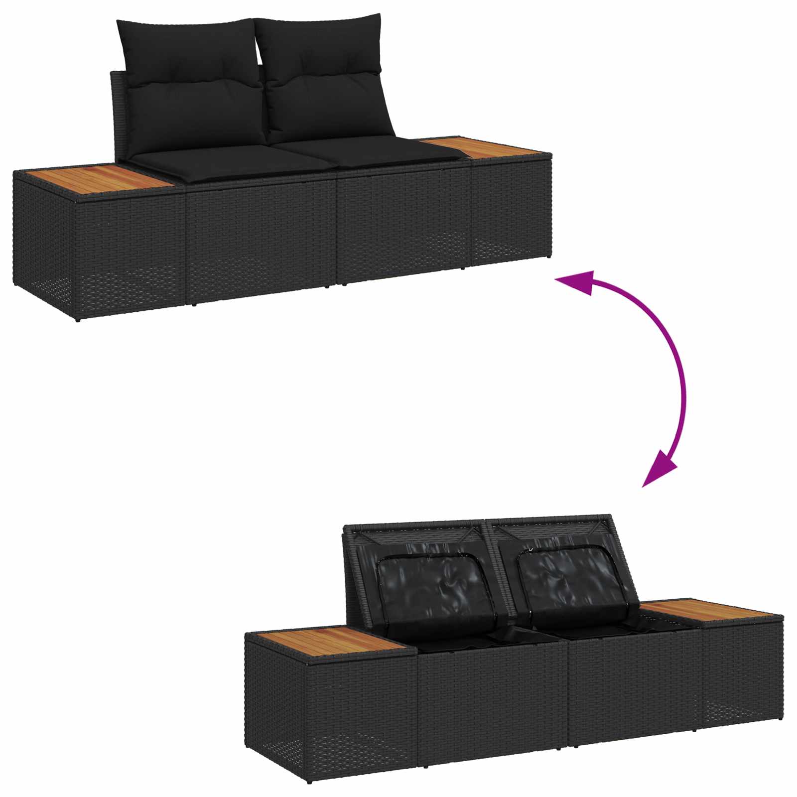 Garten-Sofa-Set 7 pcs Schwarz 55 x 62 x 69 cm Poly Rattan
