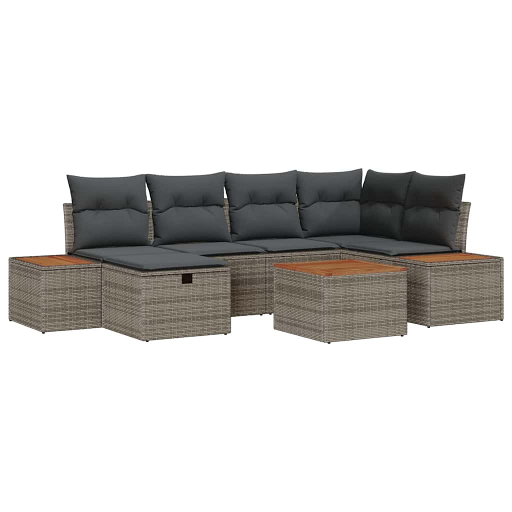 Garten-Sofa-Set 7 pcs Grau 55 x 62 x 69 cm Poly Rattan