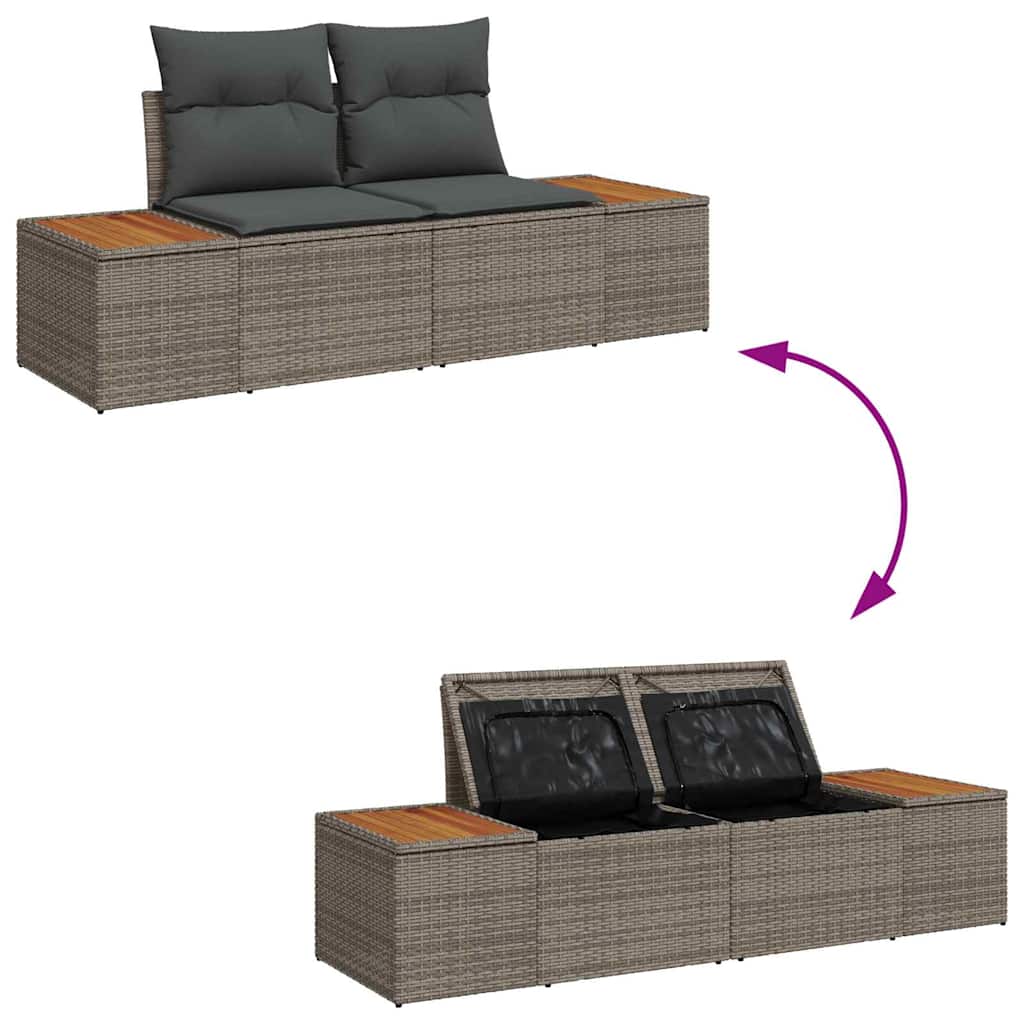 Garten-Sofa-Set mit Kissen 8 pcs Grau Poly Rattan